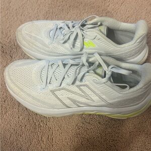 New Balance White, light Blue, and Neon Green Sneakers